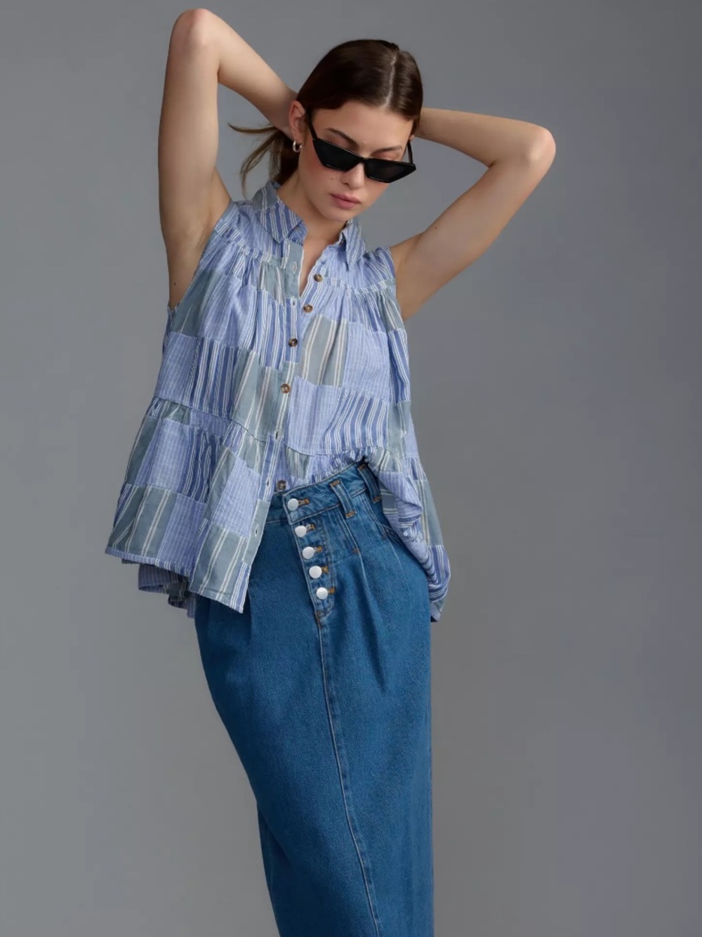 Pilcro Tiered Sleeveless Blouse